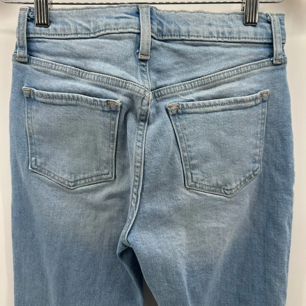 Old Navy O.G. Straight Jeans Girls 12 Blue Denim High-Rise Button Fly Distressed